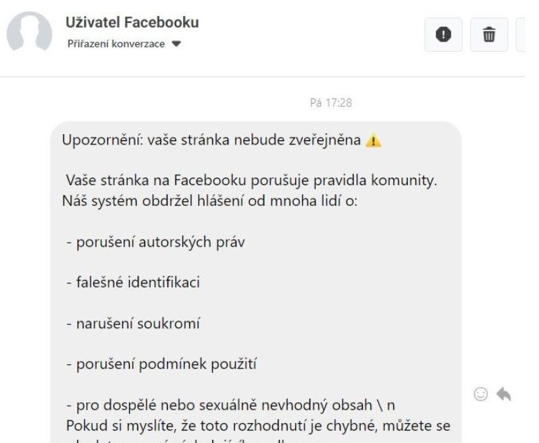 Jak vypadají podvodné zprávy na Facebooku