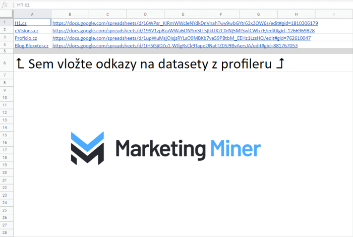 postup na získání dat z marketing mineru