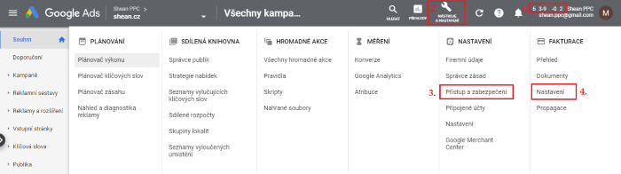 google ads nastavení