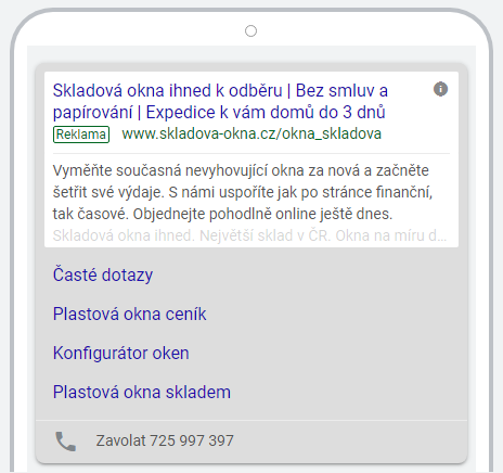 PPC reklama u e-shopu SKLADOVÁ-OKNA.cz